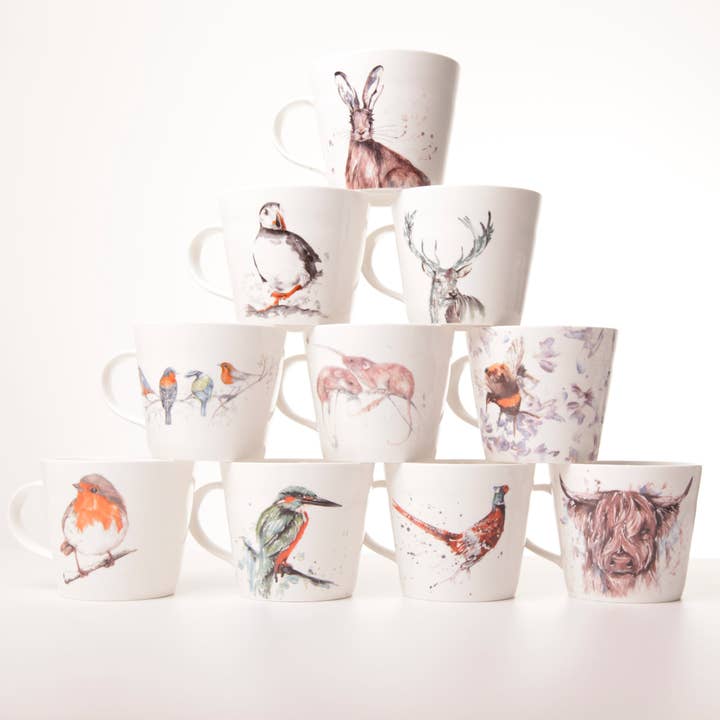 Meg Hawkins Art - Wholesale Coffee Mug - 'The Coast' Puffin Design Bone China Mug