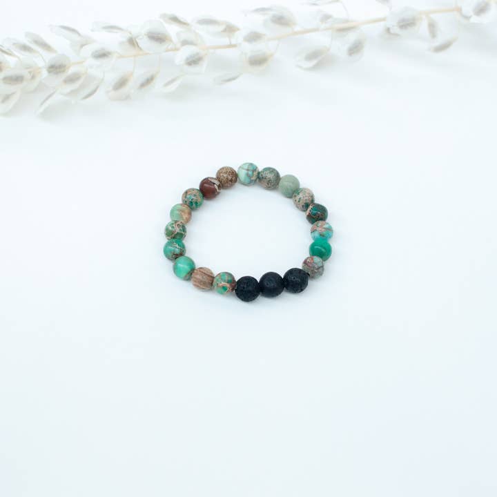 Bracelet et huile d'aromathérapie pour enfants - VERT FONCÉ pour la vente par Drops of Gratitude