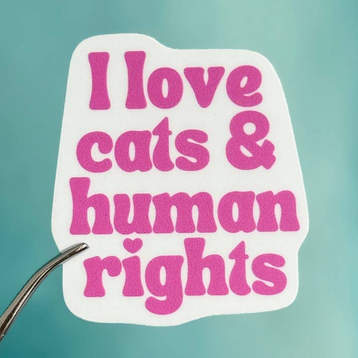 Autocollant : J'aime les chats et les droits de l'homme pour la vente par Snarkynurses