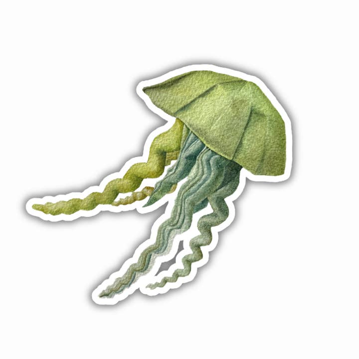 Origami Jellyfish Vinyl Sticker, Paper Sea life Decal for wholesale by CMarie Northwest