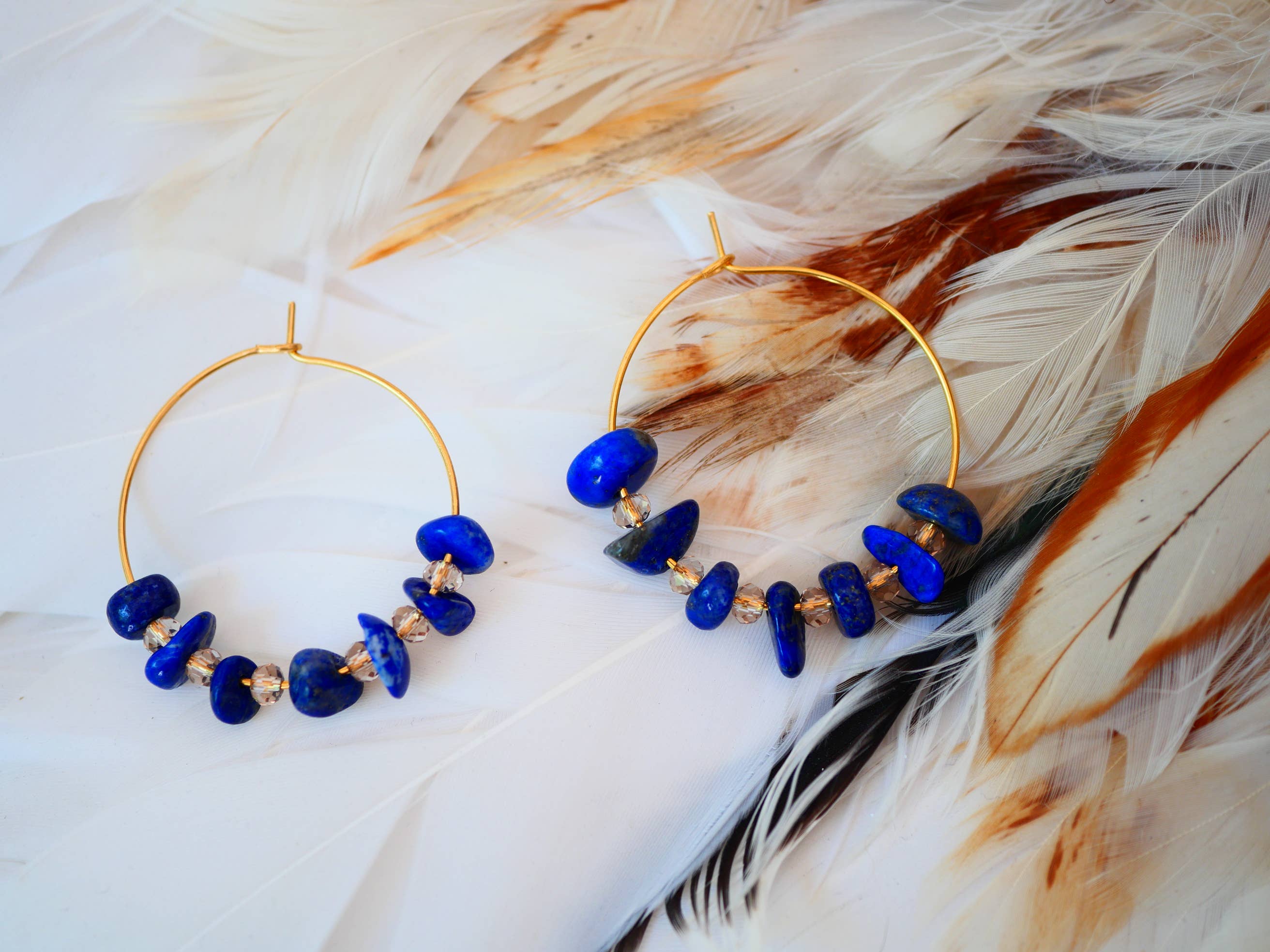 GINANDGER - Wholesale Hoop Earrings - EARRINGS PRISCA LAPIS LAZULI