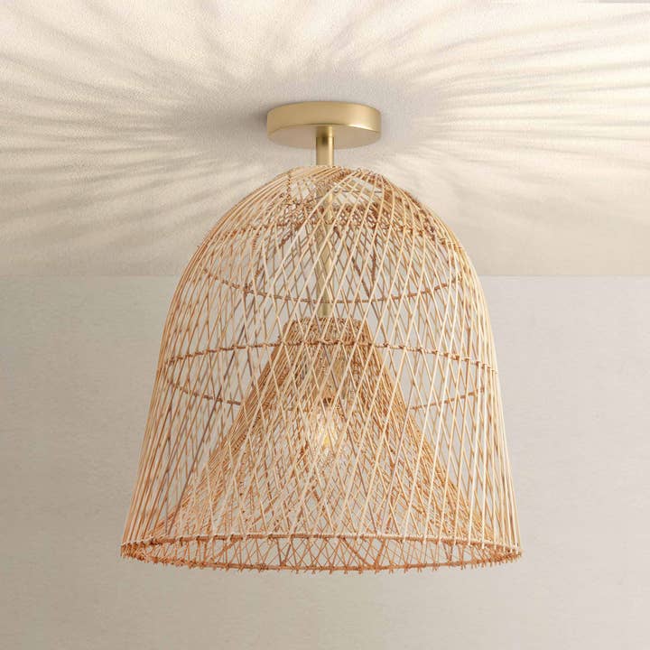 Santa Barbara Rattan Flush Mount Light for wholesale by Rowabi