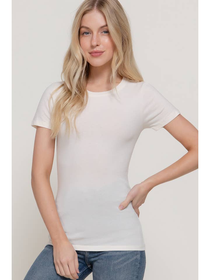 Active Basic | Active USA - Vente T-shirt – femme - Top en jersey de coton et élasthanne à manches courtes et col rond4