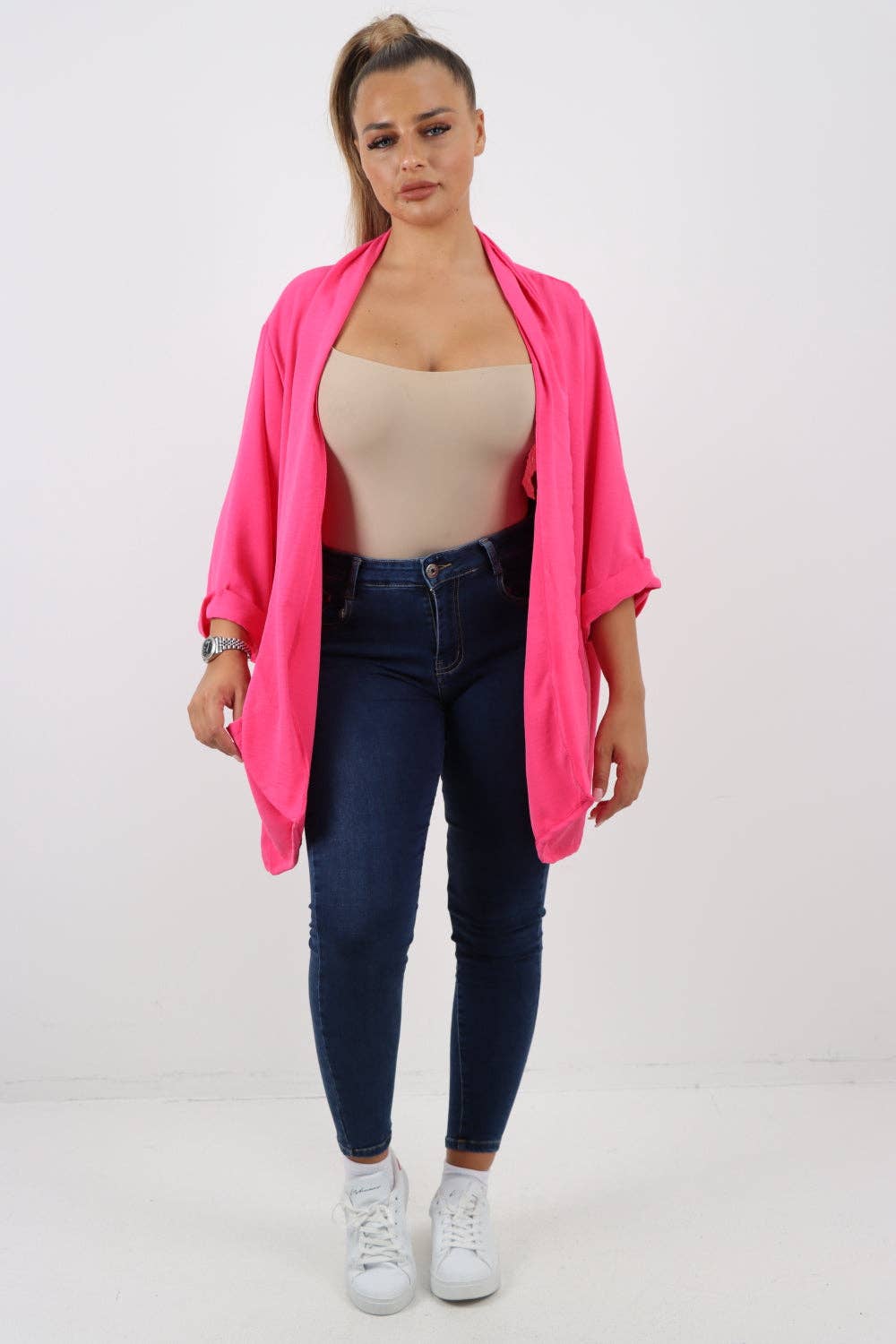 Miss Bold - Venta al por mayor Chaqueta - Mujer - Chaqueta ligera italiana con manga 3/4 y frente abierto16