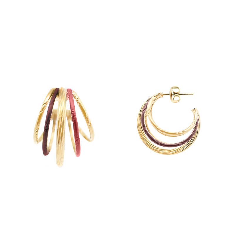 AMORINO SRL - Wholesale Hoop Earrings - ENAMELLED MULTI-CIRCLE EARRINGS - YNK2480B7024