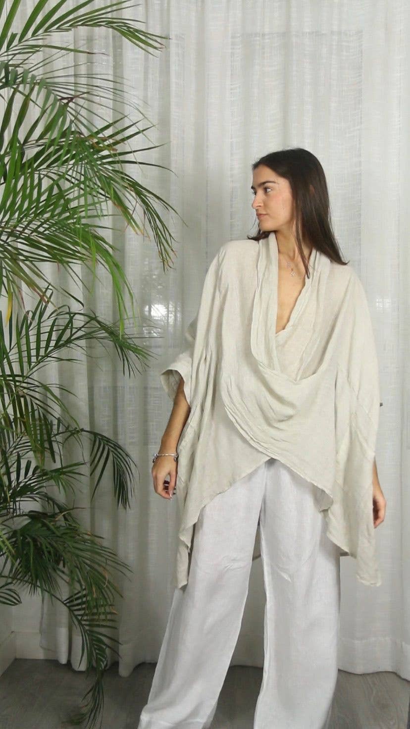 Linen & More - Venta al por mayor Blusa - Mujer - REF 83591 BLUSON OVERSIZE LINO 100%9