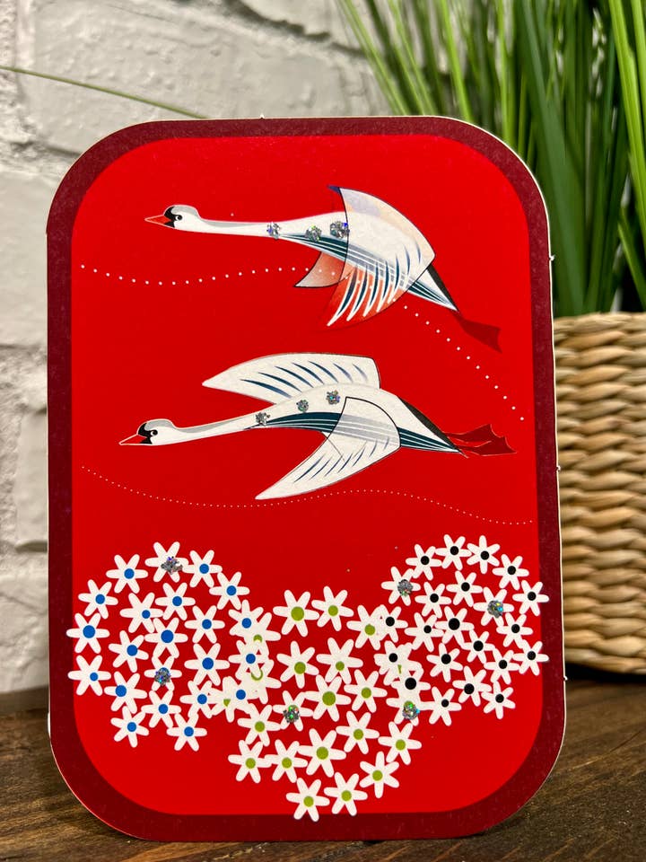 Carte à paillettes découpée au laser Journey Cranes pour la vente par Shadywood Designs