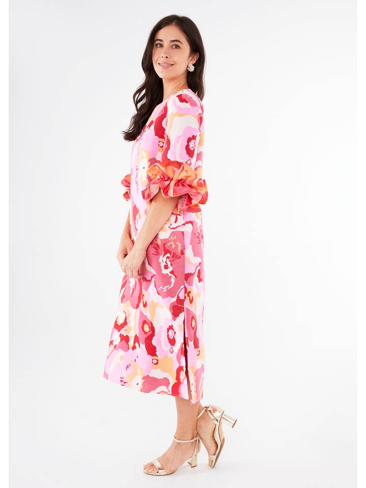 Abbey Glass - Wholesale Dress - Women's - Bronwyn Dress Pink Retro Jacquard