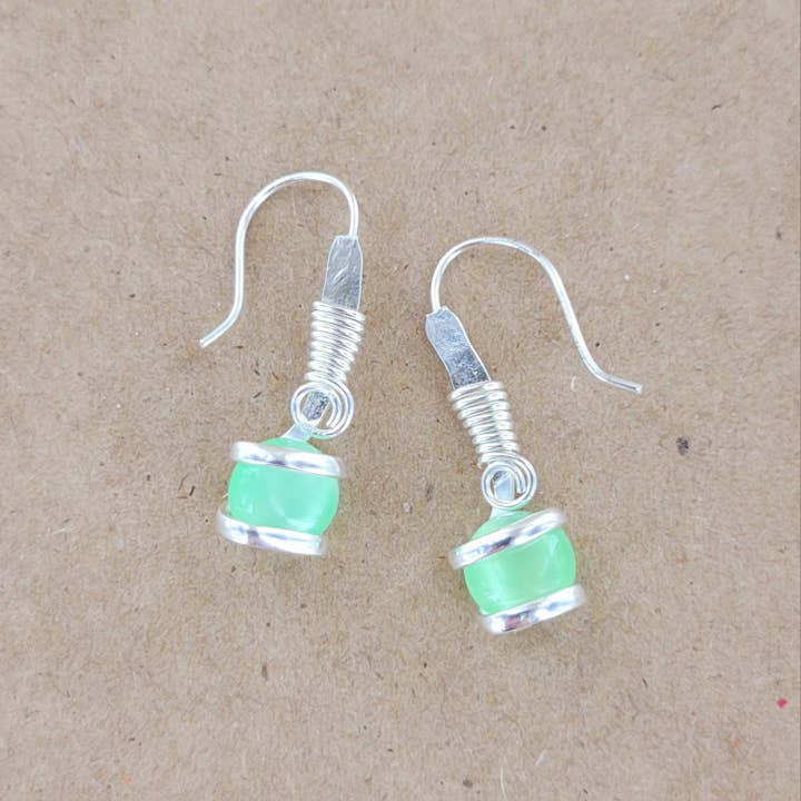 Sadie Green's Jewelry - Wholesale Dangle Earrings - "Cat's Eye" 8mm Parallel Hanging Earring ALP-TG-E2H-SM