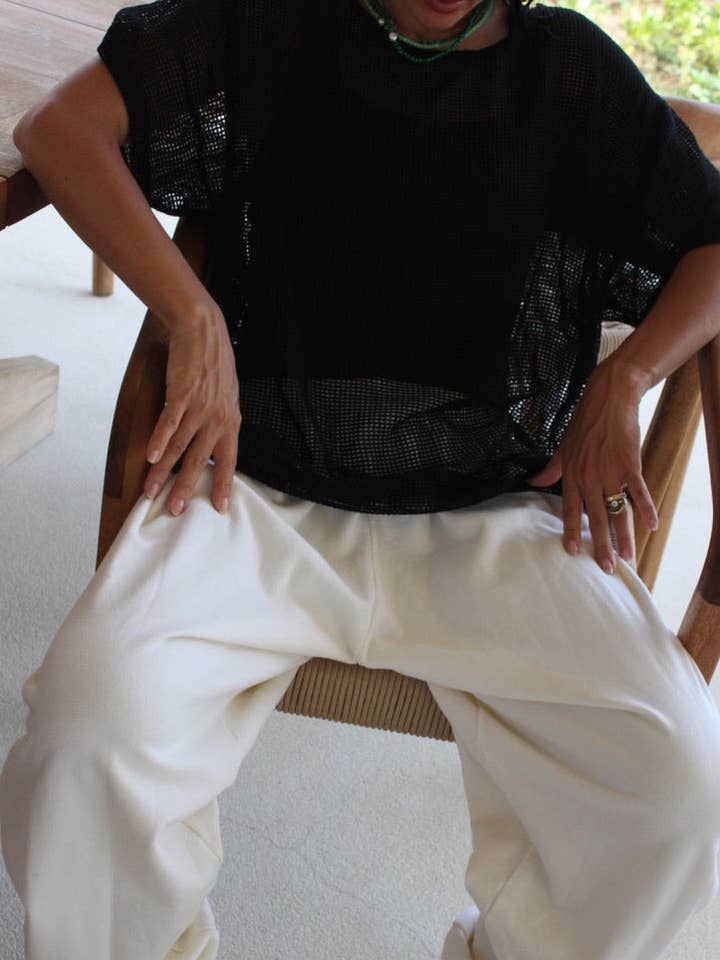 T-shirt en coton à mailles Tristan pour la vente par Na Nin