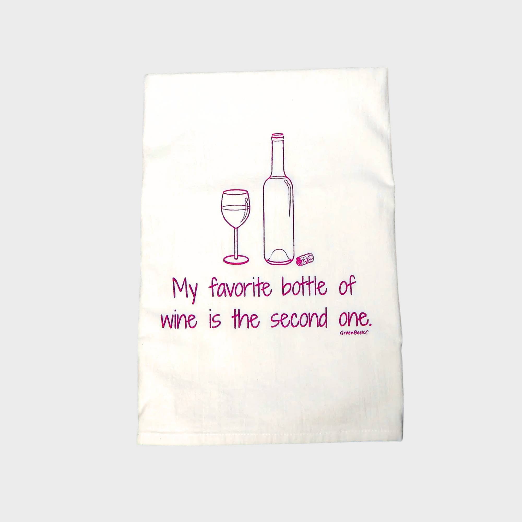 Green Bee Tea Towels - Wholesale Tea Towel - Favorite Wine Kitchen Towel | Tea Towels | Funny Dish Towels1