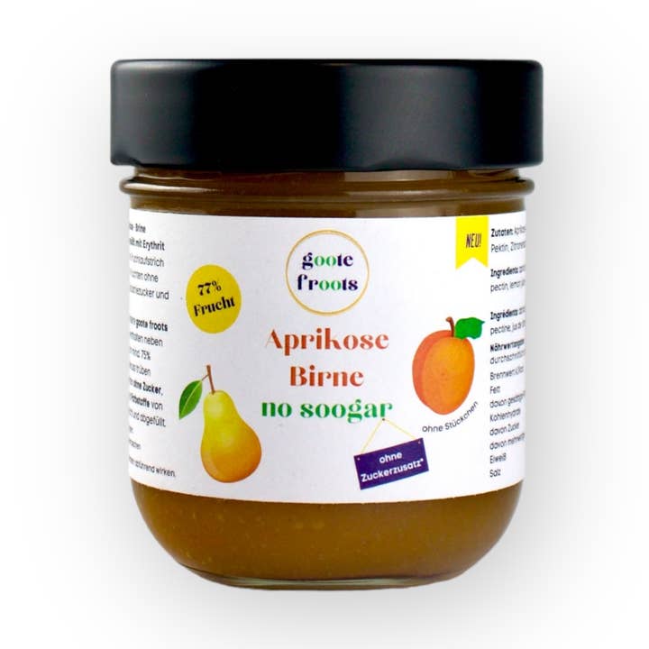 SUKKERFRI abrikospære 77% frugtpålæg for engroshandel hos gootesfood -Die Food Manoofaktoor