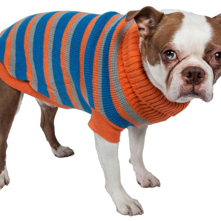 Heavy Cable Knit Striped Fashion Polo Dog Sweater for wholesale by Pet Life