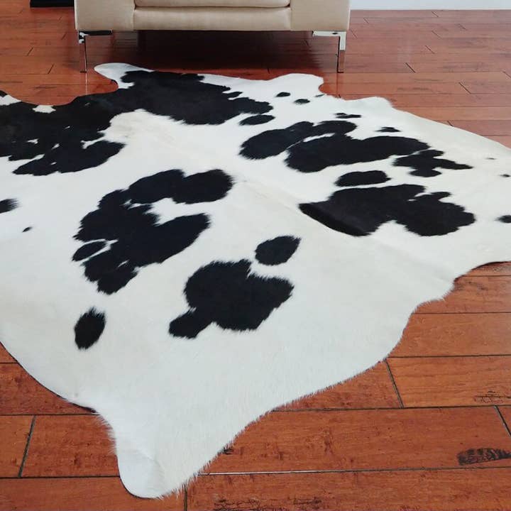 home mart goods - Wholesale Area Rug - 6x7 Feet Black & White Spotted Cowhide Handmade Area Rug