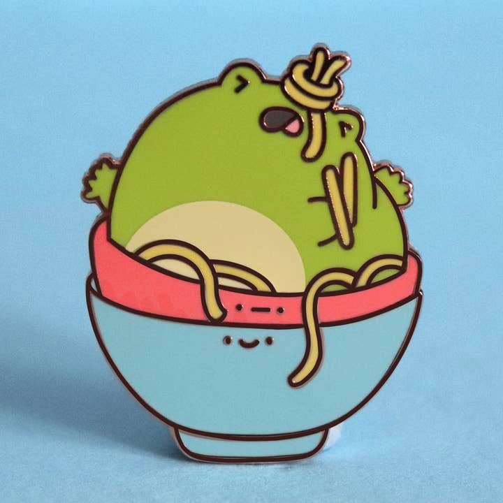 Ramen Frog Enamel Pin for wholesale by Toastedink