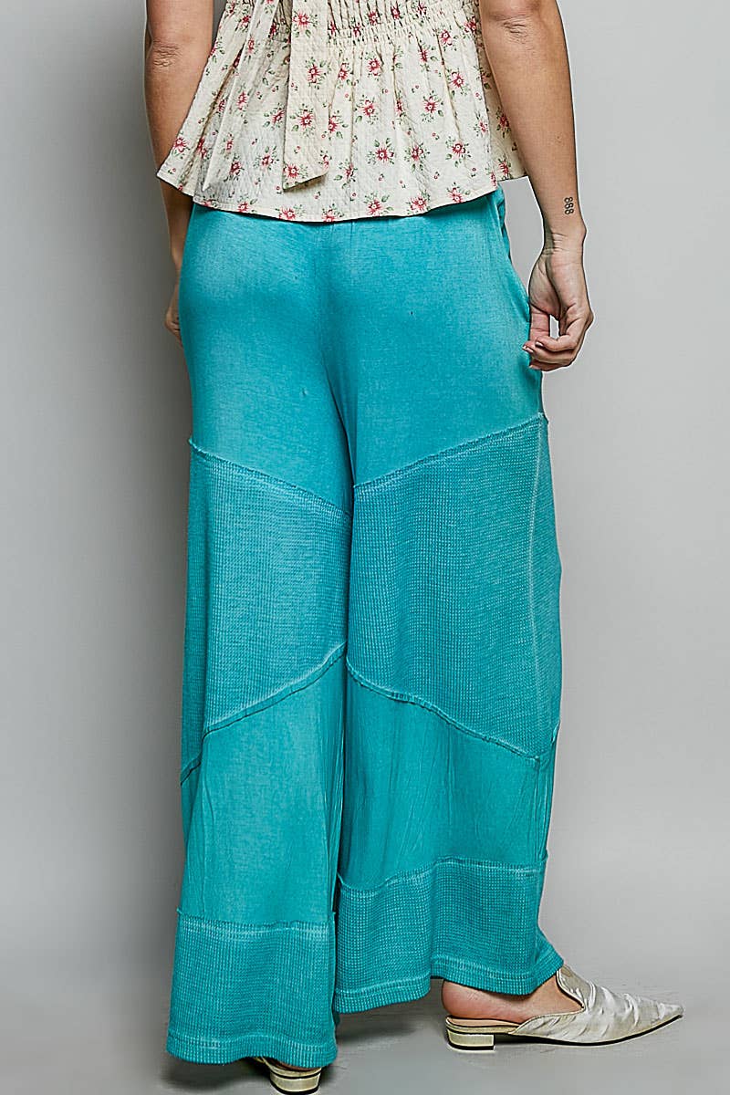 Pol Clothing - Wholesale Pants - Women's - Contrast ribbed elastic waist casual knit culottes pants24