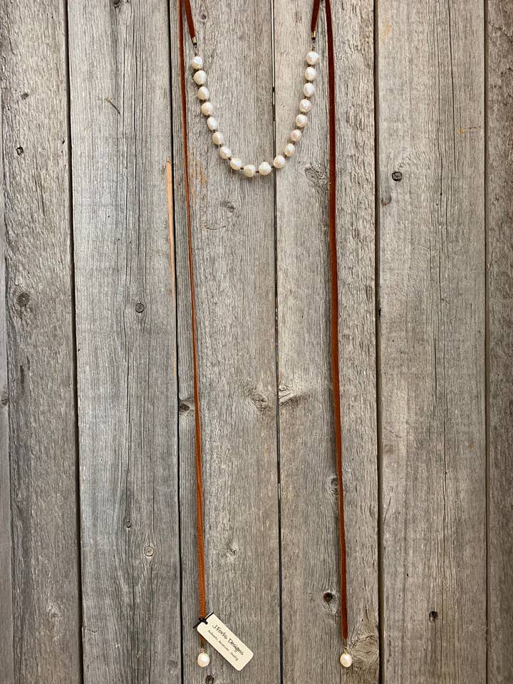 15794 Pearl, Brz & Leather Wrap for wholesale by J.Forks Designs