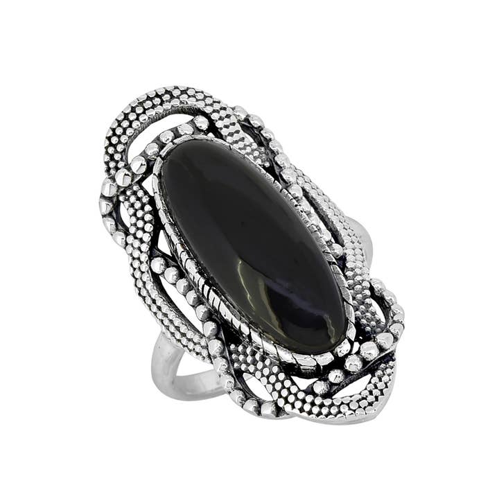 Tiramisu - Wholesale Cocktail/Statement Ring - 925 Sterling Silver Black Onyx Gemstone Bohemian Rings