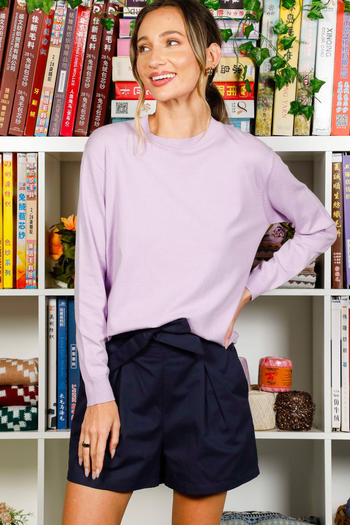 Vine & Love - Wholesale Shorts - Women's - High-Rise Waist Tie 100% Cotton Shorts VP8117831