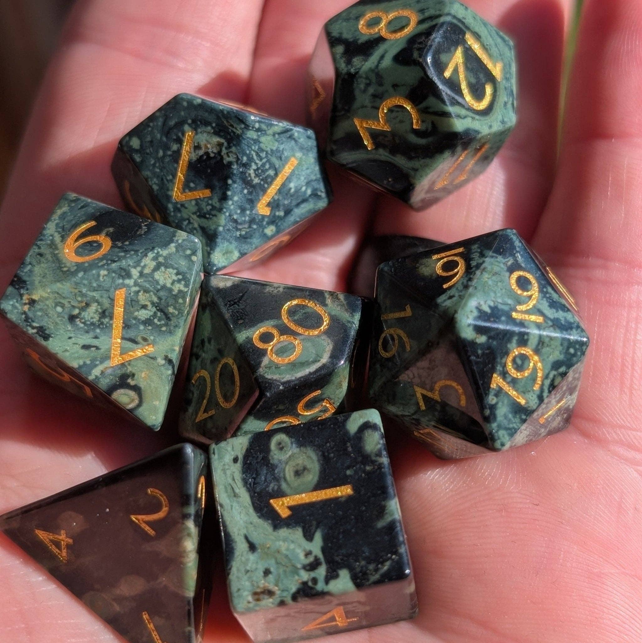 EBONWOOD - Wholesale Dice - Kambaba Jasper - 7 Piece Polyhedral Gemstone Dice Set2