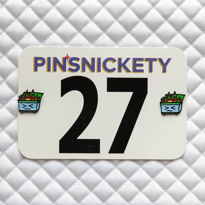 Dumpster Fire Pins for wholesale by Pinsnickety