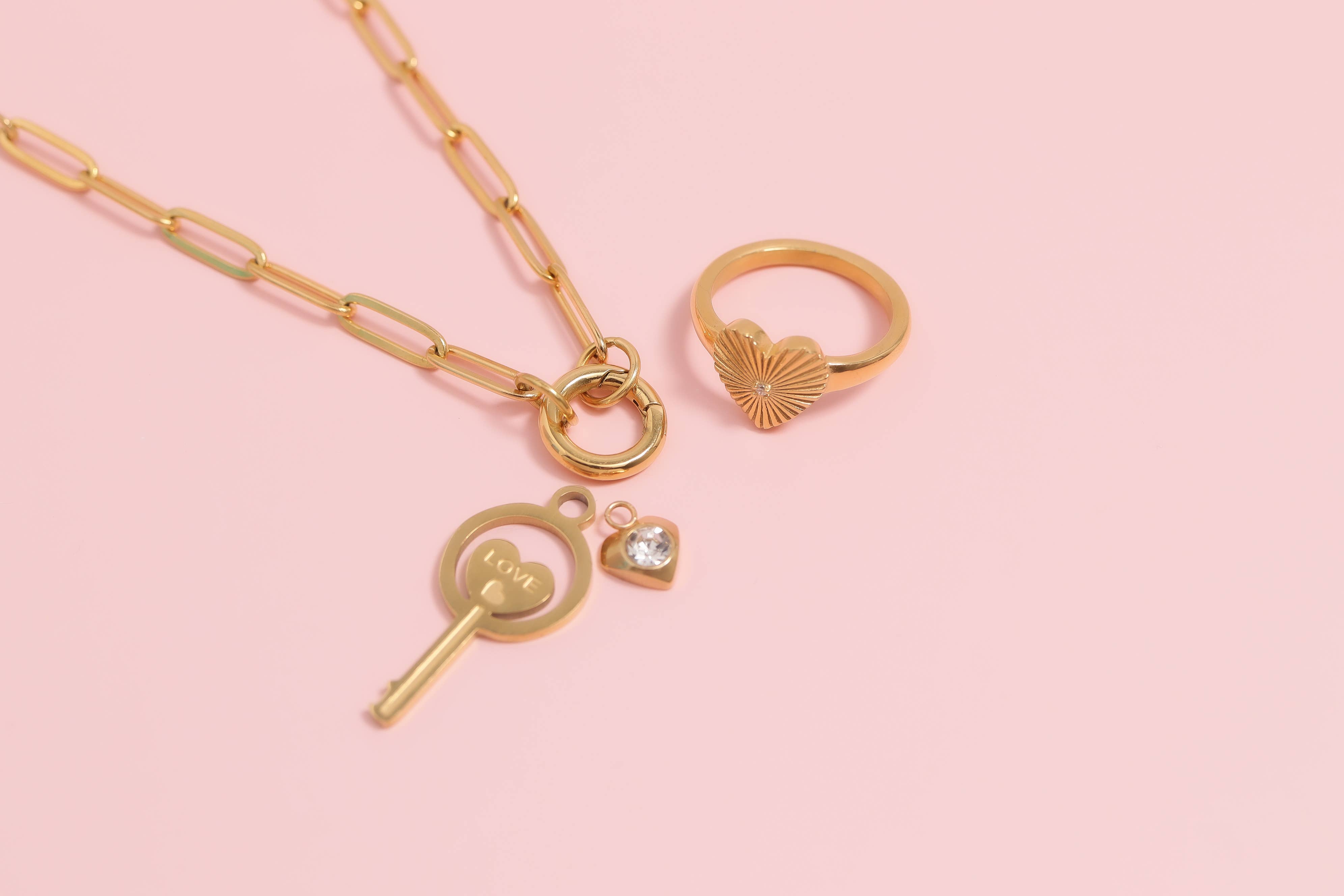 WJW - Wholesale Pendant/Charm Necklace - Stainless Steel Paperclip Carabiner Charm Holder Necklace24