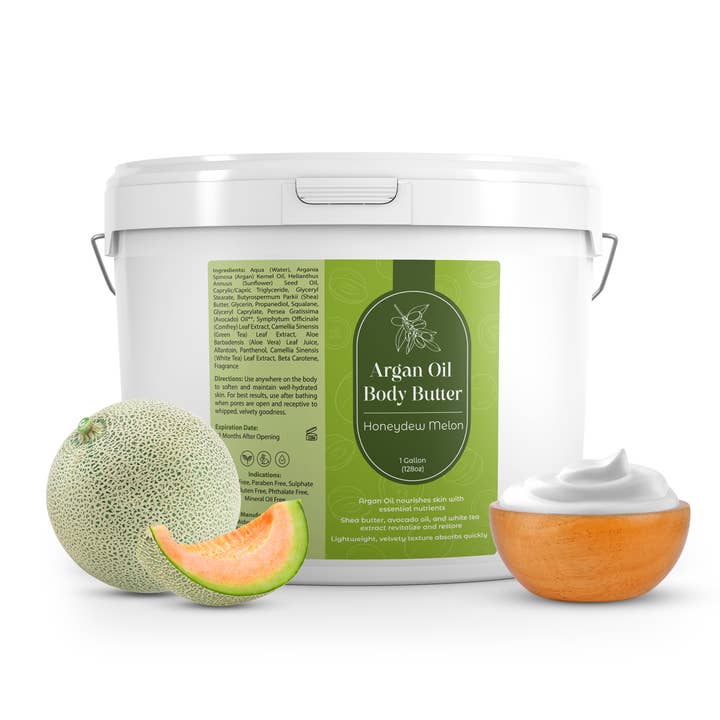 Honeydew Melon Argan Oil Body Butter - 1 Gallon for wholesale by The Midwest Sea Salt Company