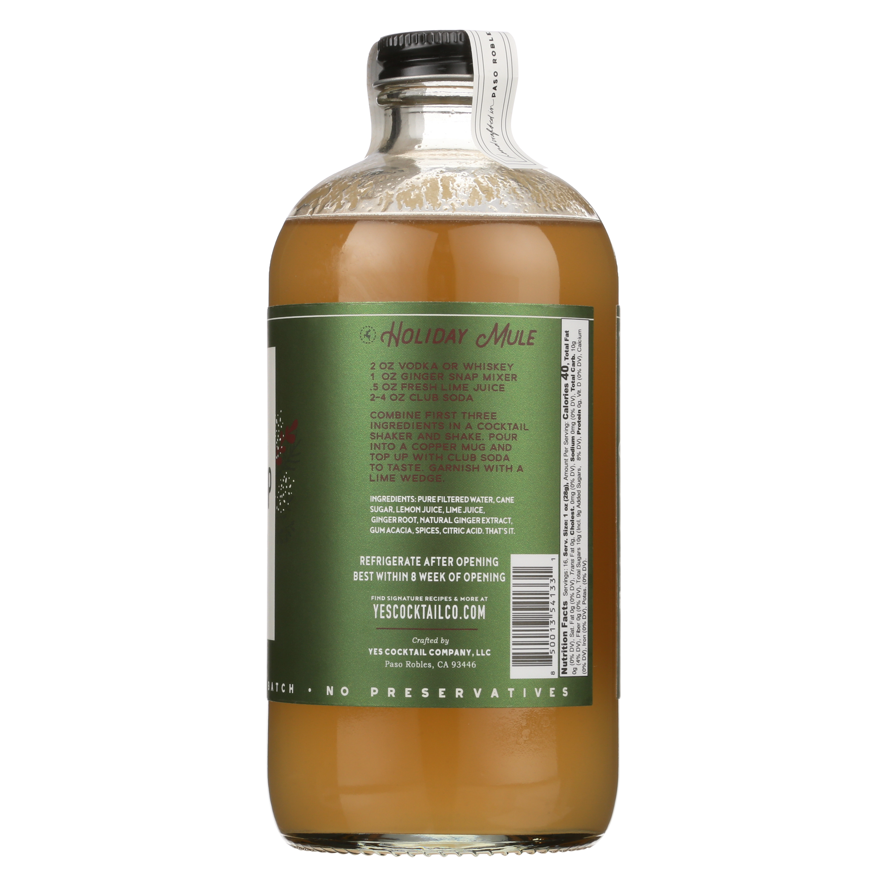 Yes Cocktail Co - Vente Mélange/sirop pour cocktails - Saisonnier des Fêtes : Mélangeur de Cocktail Ginger Snap1