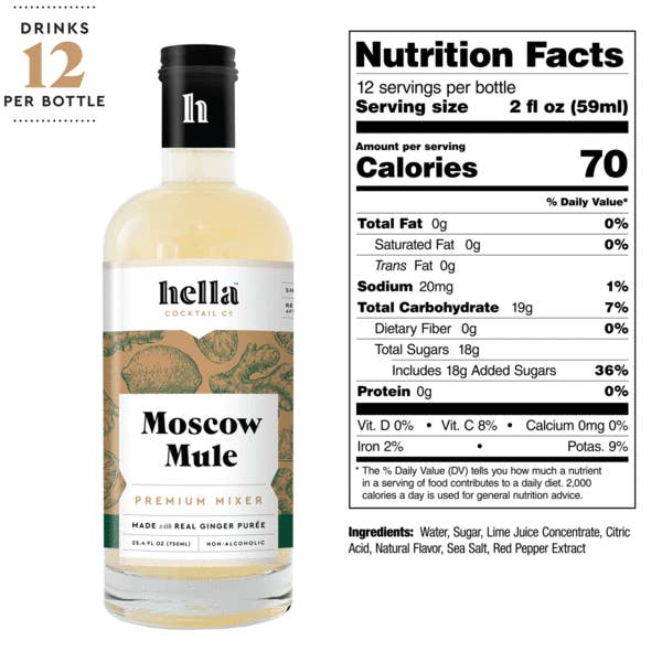 Hella Cocktail Co. - Wholesale Cocktail Mix/Syrup - Cocktail Mixer: Moscow Mule, 750 ml (Case Pack of 6)2