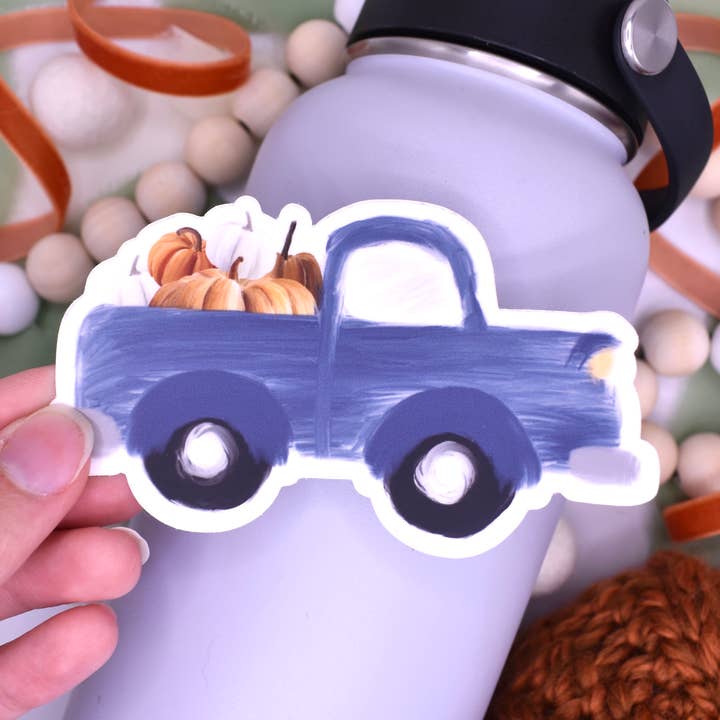 Fall Truck Sticker, 4x2.32in for wholesale by Sammy Jean Artist