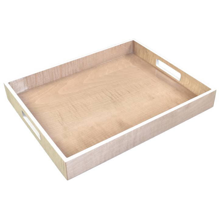 Pacific Connections - Wholesale Decorative Tray - Sycamore with Silver Dollar Trim - L-47SSDT