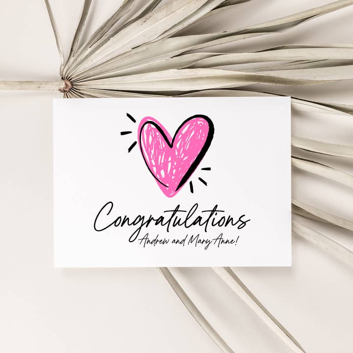 Cute Wedding Congratulations Heart Engagement Congrats Card for wholesale by Coco Press