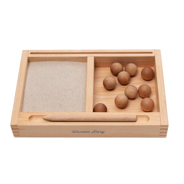 Wooden Story Sp. z o.o. - Wholesale Wood toy – Child - Sand writing tray with divider + card holder
