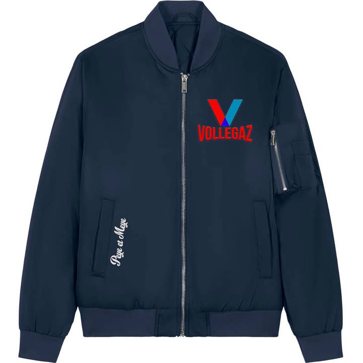 Casaco Bomber Azul Marinho "Vollegaz" bordado por atacado de Peye et Meye