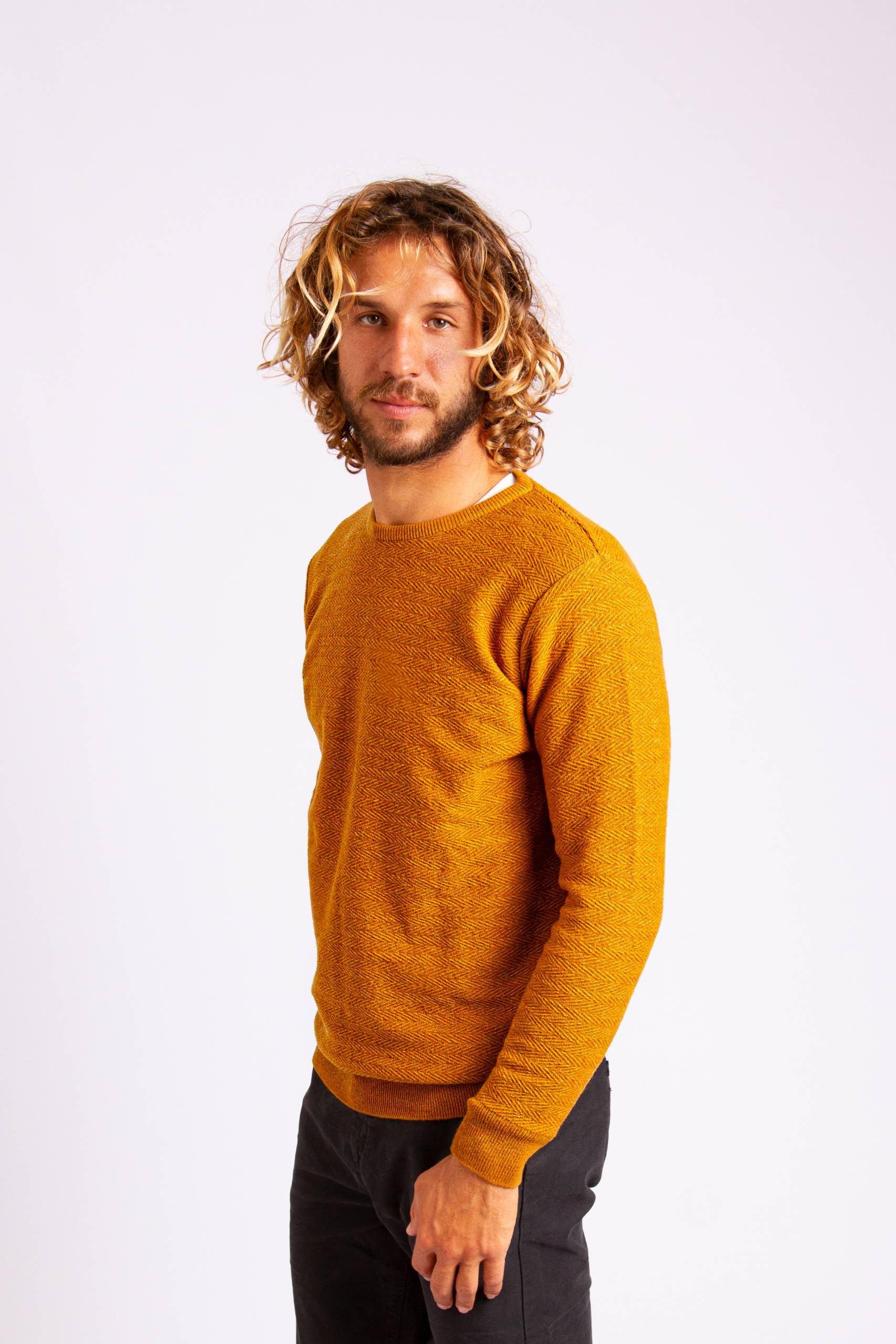 Yellow Herringbone Sweater for wholesale on Faire3