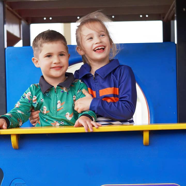 French Soda - Wholesale T-shirt – Kids - Kids Sun Shirt - Navy & Orange3