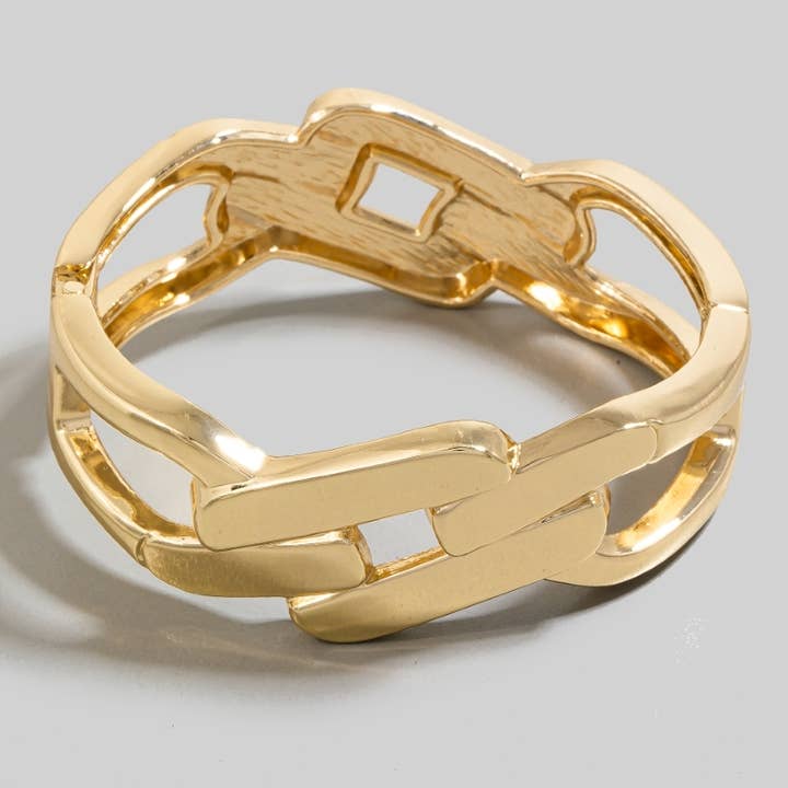 Solid Metallic Chain Hinge Bangle Bracelet for wholesale by The Looks by Fame Accessories