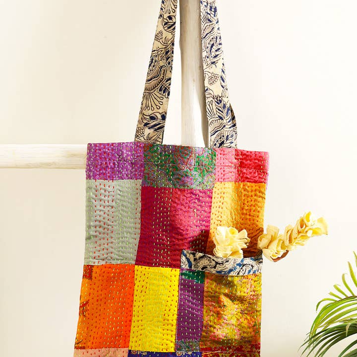 Sevya Handmade – Großhandel Tragetasche – Damen – Sevya Handmade Seiden-Kantha-Shopper2