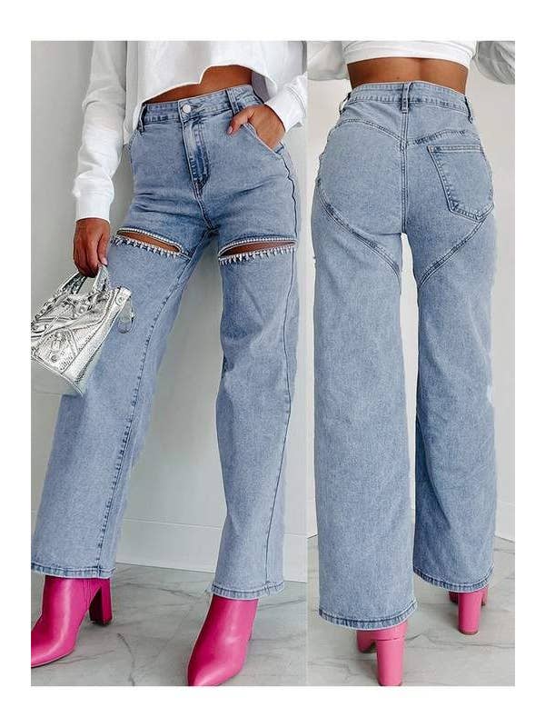 BLUE stylish distressed denim for casual outings for wholesale on Faire2