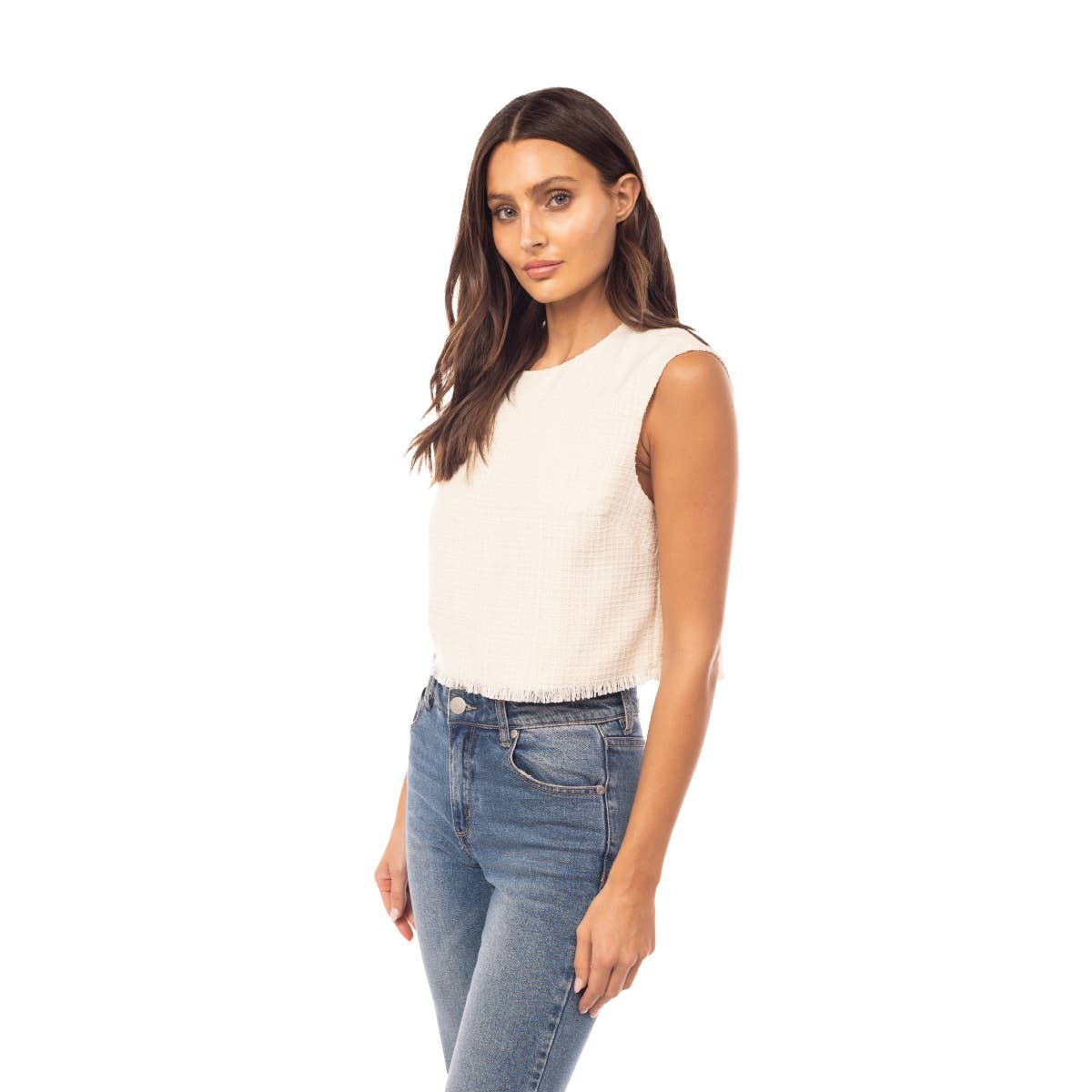 Naked Zebra - Vente Chemisier – femme - Haut en tweed effiloché1