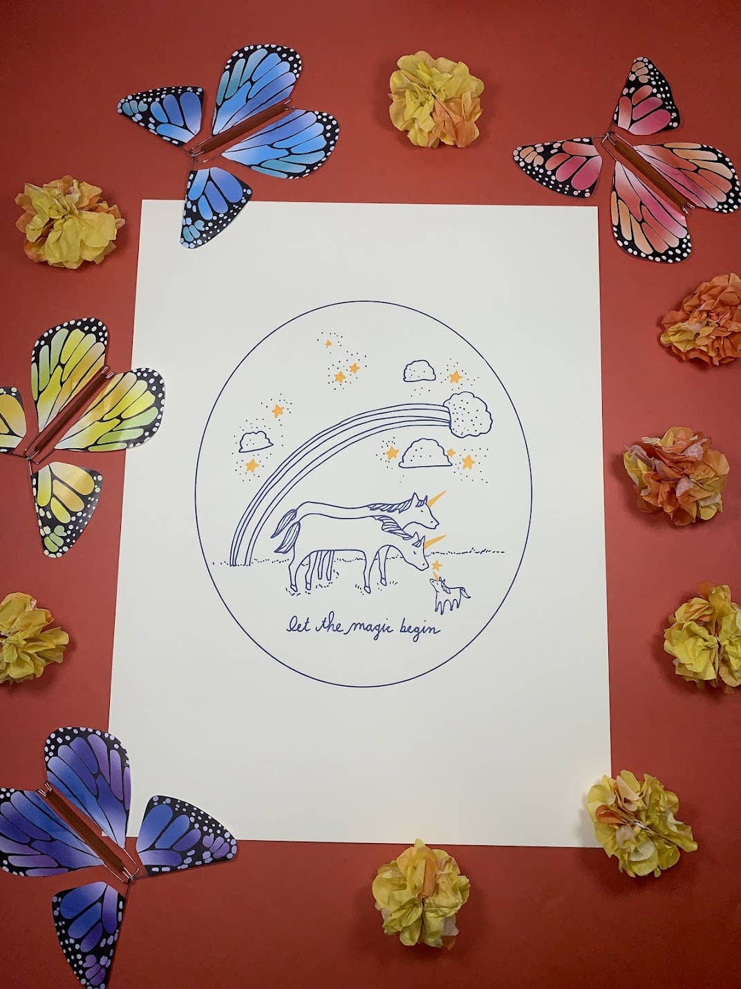 Wolf & Wren Press - Wholesale Art Print - New Baby Unicorn Print