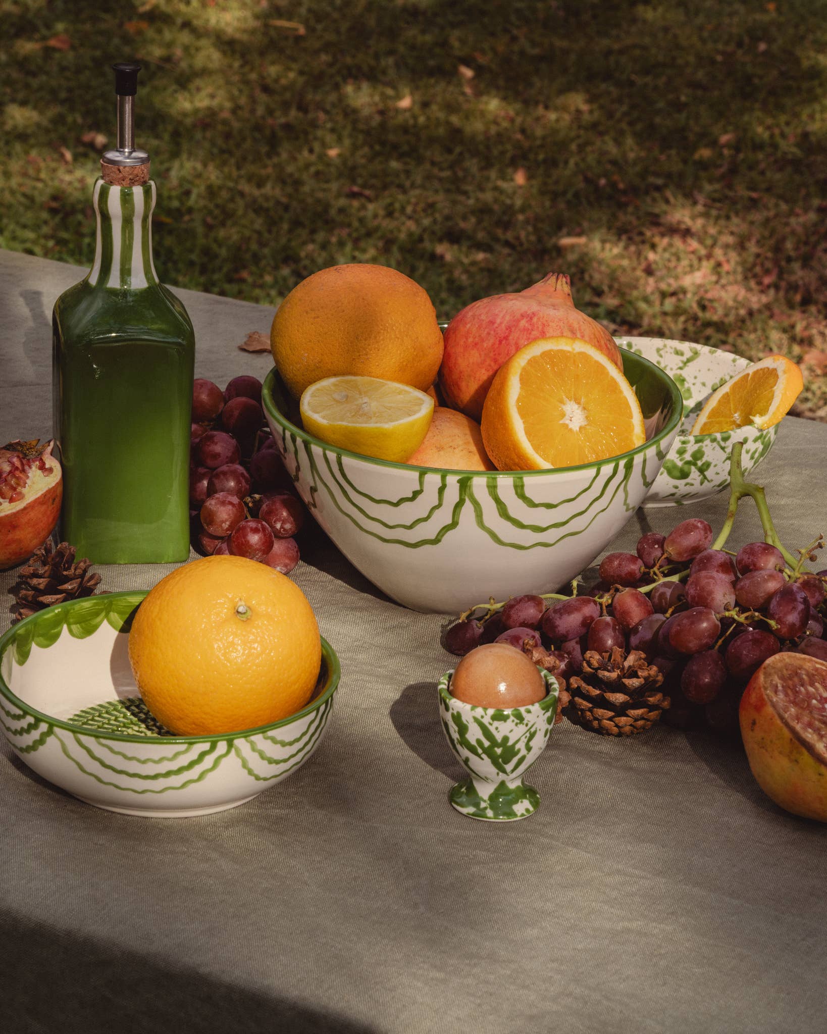 Alfar Tierra Cocida – wholesale Serving bowl – Artisanal Ceramic Serving Bowl – Green & White / ROOTS2