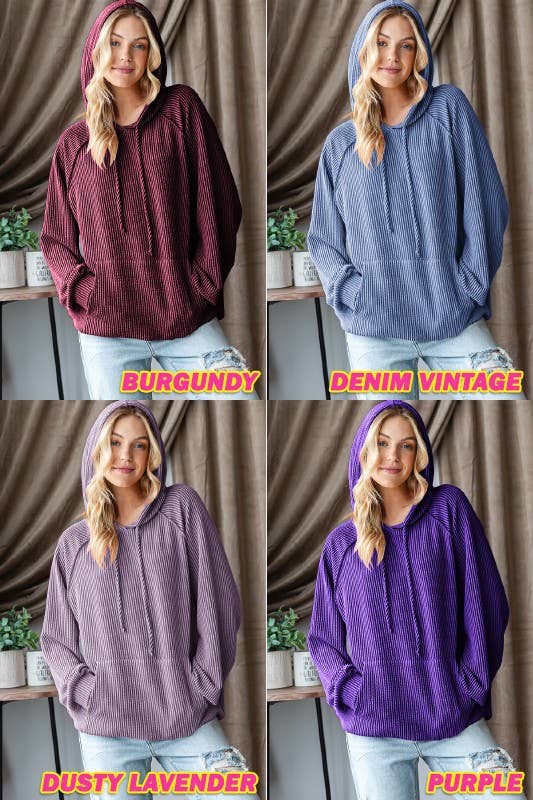 HEIMISH – wholesale Hoodie - Dam – ET7665-14 LÅNGPUFFÄRMAD MASSIV URBAN RIBBAD HUVTRÖJA6