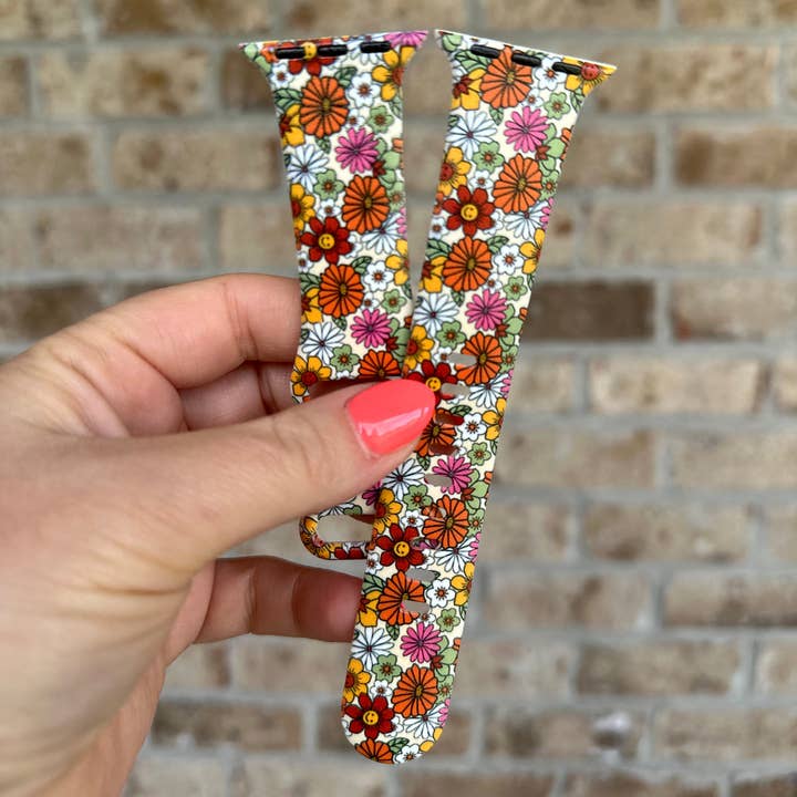 Retro-Blumenarmband für Apple Watch 1—9, SE, Ultra für den Großhandel von The Printed Llama