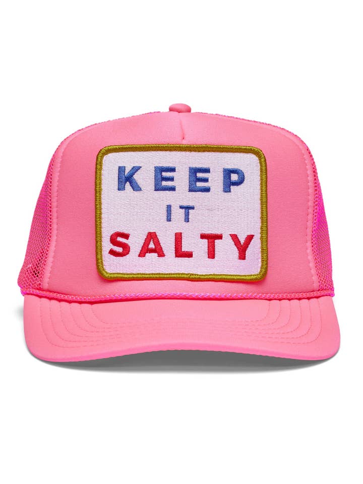 Keep It Salty Trucker Hat in Pink for wholesale by Friday Feelin'