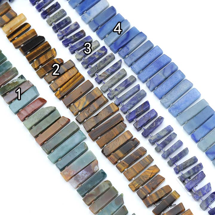BestBeads&Beyond - Wholesale Beads - 25-47mm Gemstone Long Slice Beads, Sku#U1817