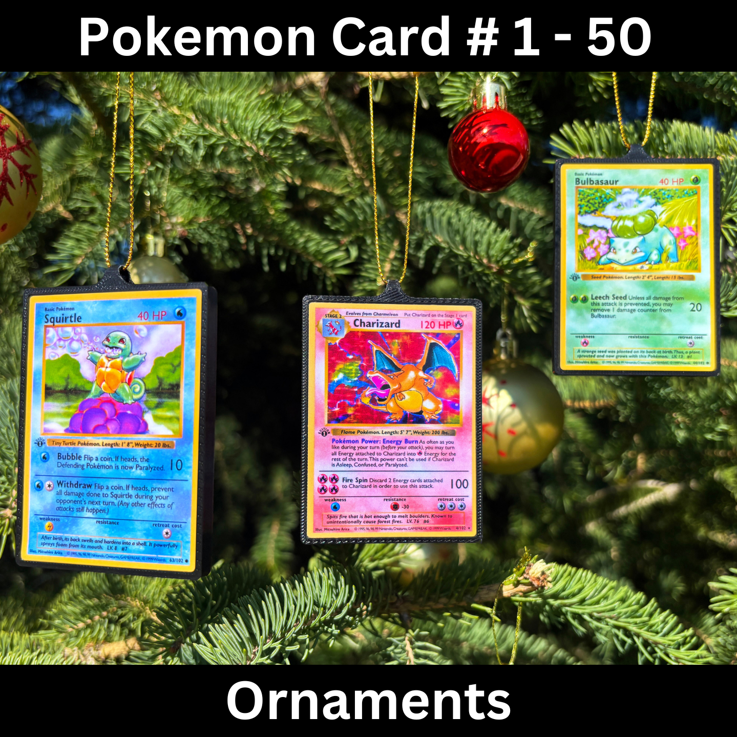BitsyLabs – wholesale Ornament – Pokemon Card Ornaments (1-50)0