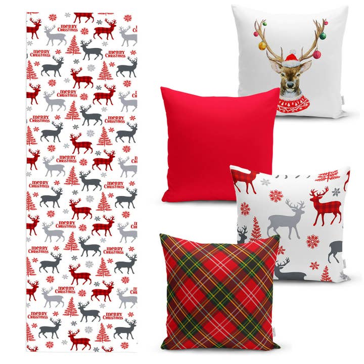 Ensemble de 5 pièces : chemin de table de Noël et housses de coussin pour la vente par Wear Sierra