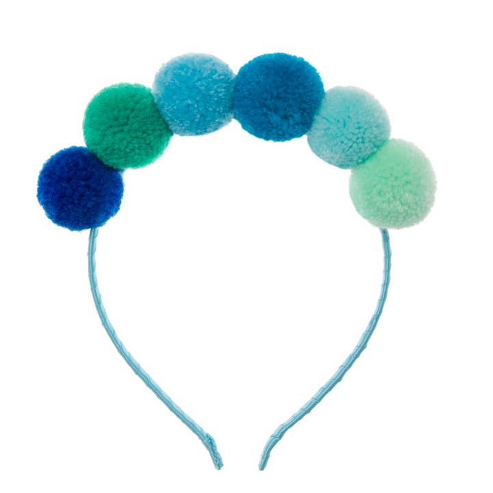 PomPom Galore – wholesale Fashion Headband - Kids – Blue Pom Pom Headband1