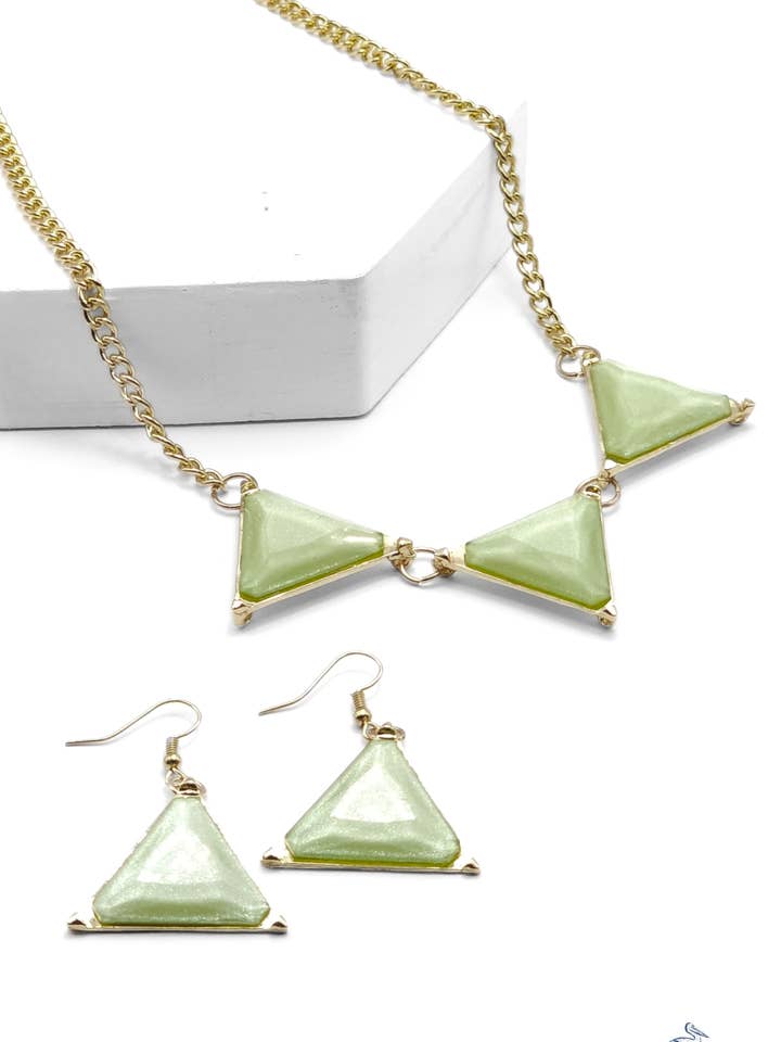 Symmetry Stride - Green Necklace Set for wholesale by Sunset Marsh LLC